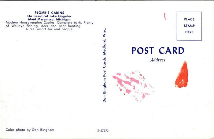 Plombs Cabins (West Shore Resort) - Old Post Card (newer photo)